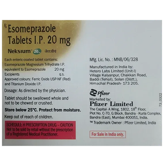 neksium 20mg tablet 15's